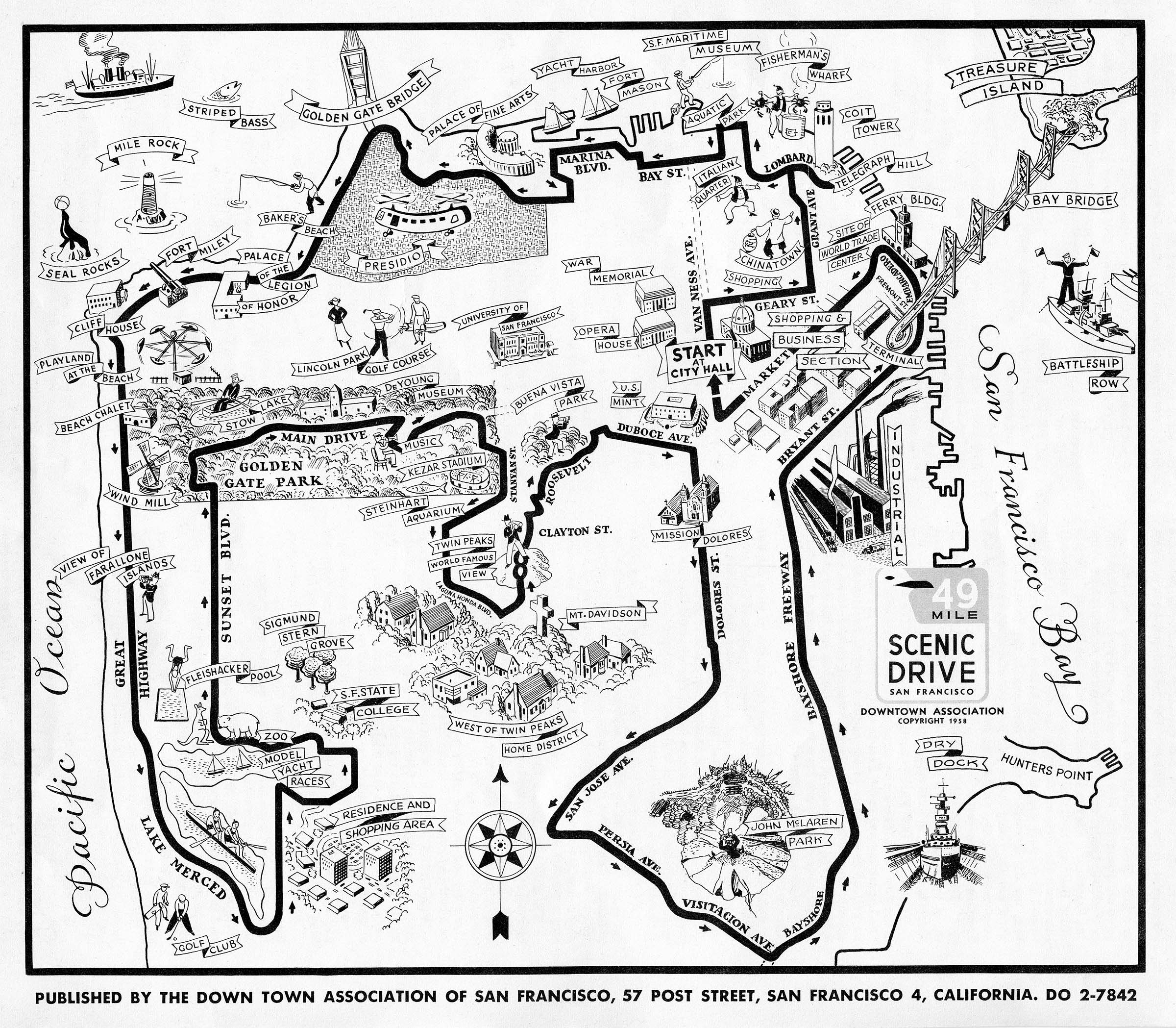 Map of 49-Mile Drive as seen in the 1958