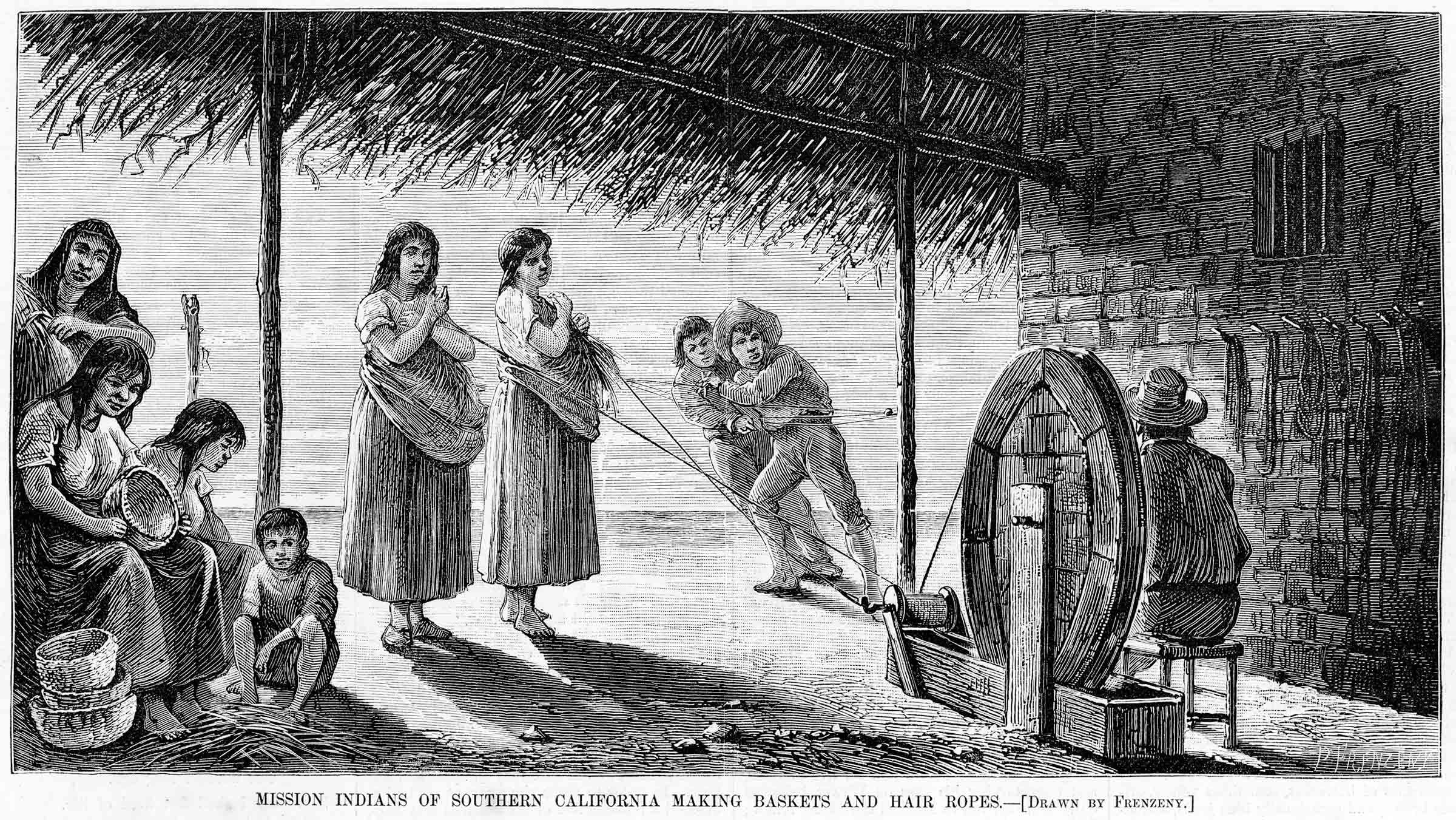 Mission Indians of Southern California Making Baskets and Hair Ropes