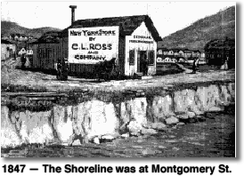 photograph of store on Montgomery Street at edge of San Francisco Bay