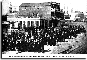 Armed members of the Committee of Vigilance march near the Waterfront