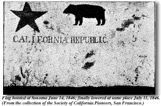 1890 photo of the original Bear Flag. The flag burned during the Great 1906 fire.