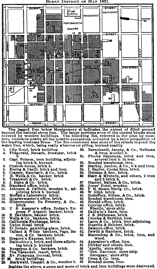 Map of the May 1851 SAN FRANCISCO FIRE