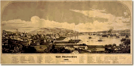 Lithograph of San Francisco as seen in 1848